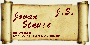 Jovan Slavić vizit kartica